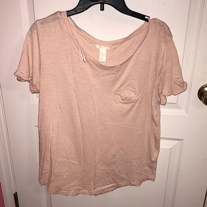 H and M light pink wide neck shirt